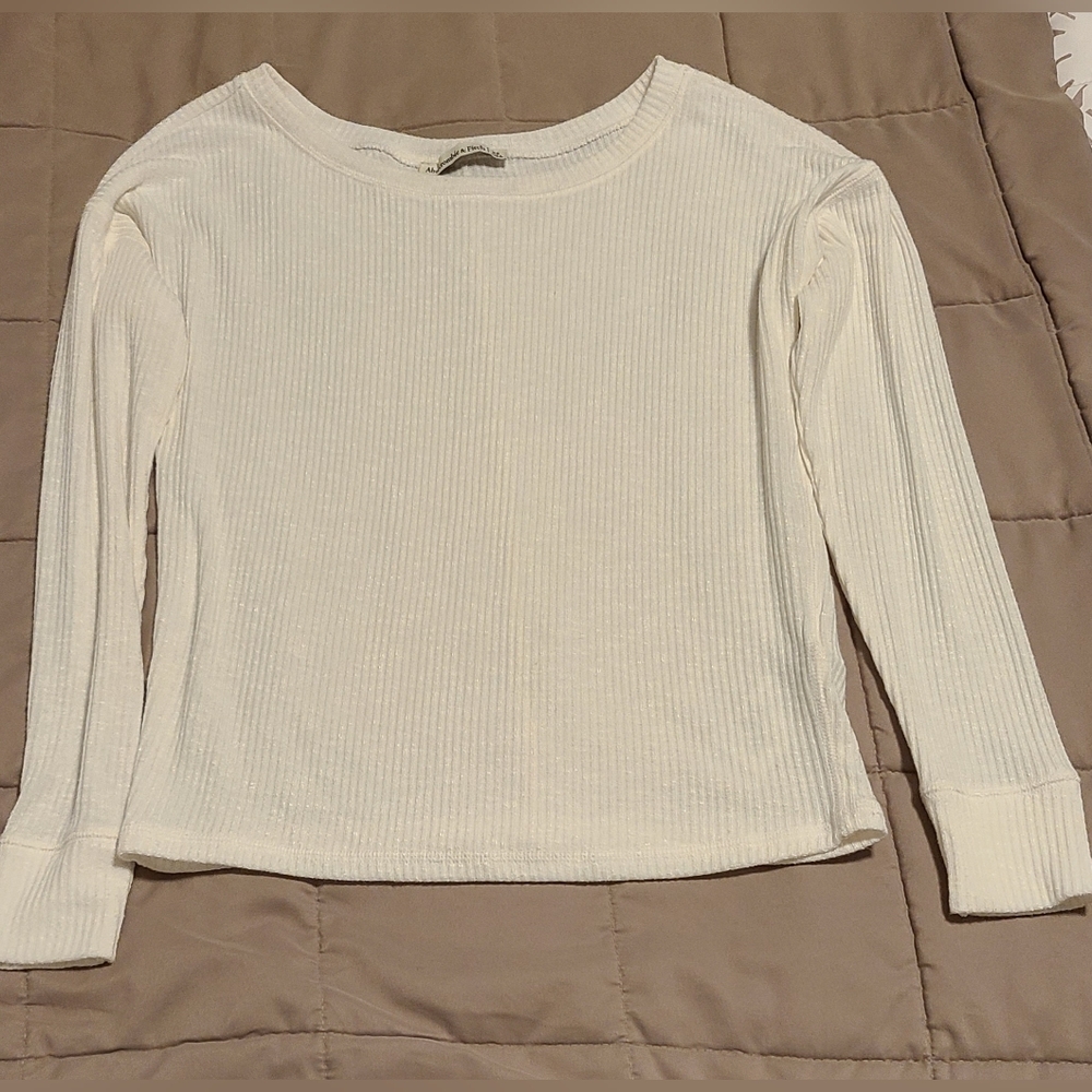 Abercrombie and Fitch womens long sleeve top/shirt, white, XS